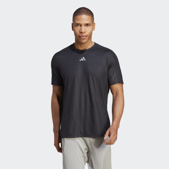 Adidas Workout PU Print T-Shirt Black