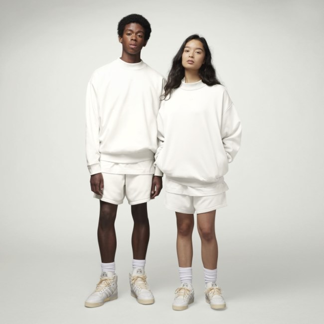 White Fashion Adidas Basketball Crew Sweatshirt