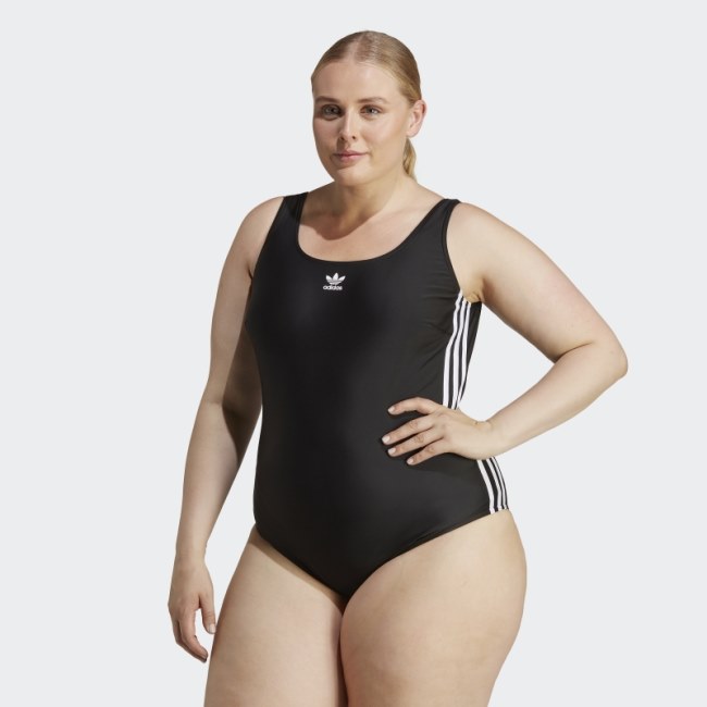 Adidas Black Adicolor 3-Stripes Swimsuit (Plus Size)