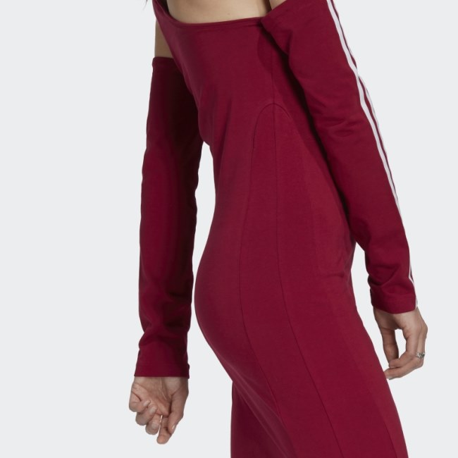 Burgundy Adidas adicolor Trefoil Cutout Long Sleeve Dress