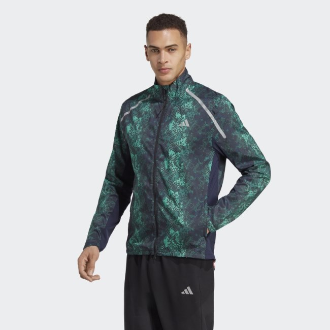 Black Adidas Allover Print Marathon Jacket