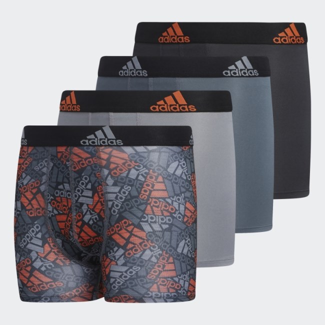 Adidas Orange Sport Performance Graphic Boxer Briefs 4 Pairs