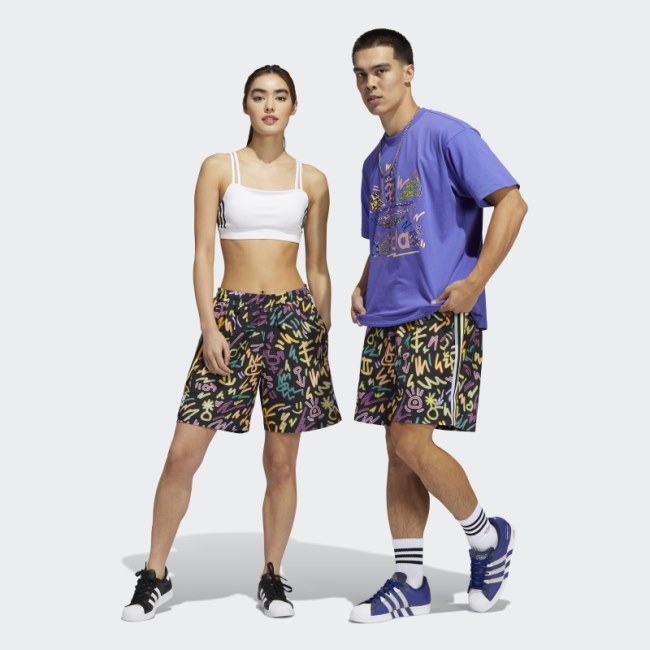Love Unites Doodle Print Woven Shorts (Gender Neutral) Adidas Multicolor