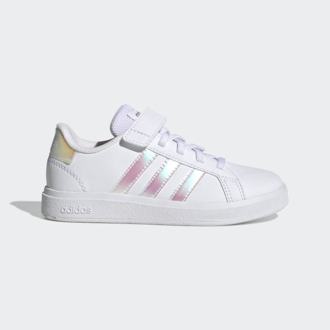 Adidas Grand Court Lifestyle Court Elastic Lace and Top Strap Shoes Iridescent
