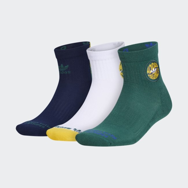 Green Spiral Quarter Socks 3 Pairs Adidas