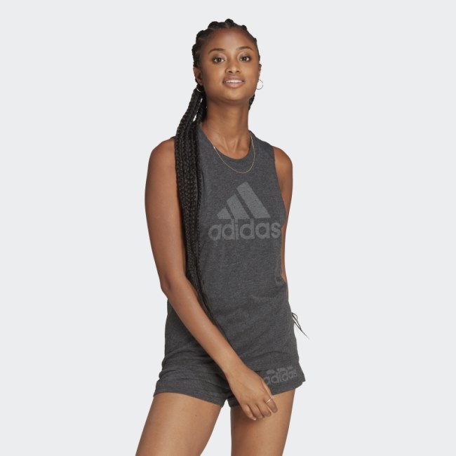 Black Melange Adidas Future Icons Winners 3.0 Tank Top