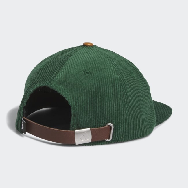 Corduroy Leather Five-Panel Rope Hat Dark Green Adidas