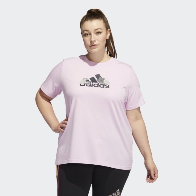 Floral Graphic Tee (Plus Size) Lilac Adidas