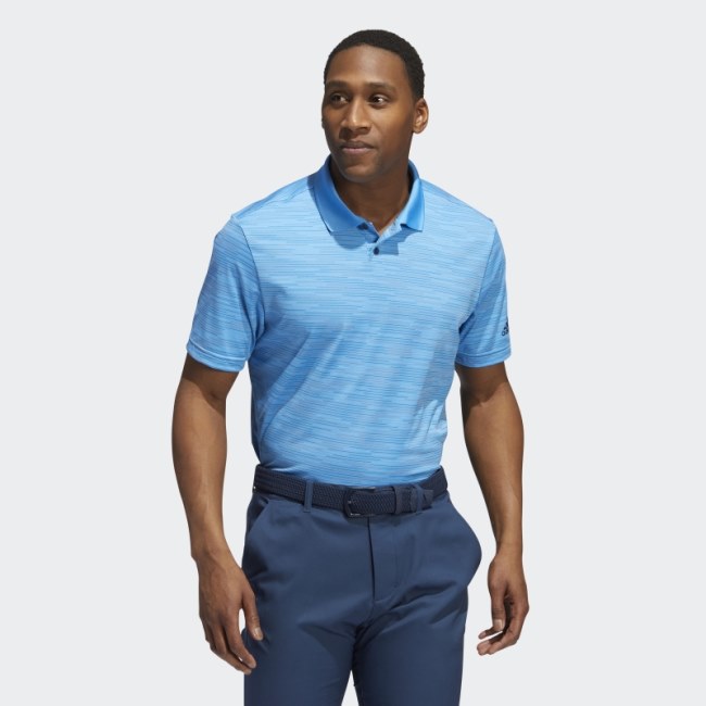 Blue Adidas Contrast-Stripe Polo Shirt