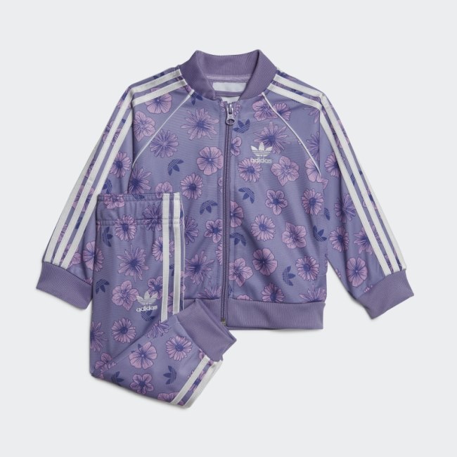 Floral Sweat Suit Set Lilac Adidas