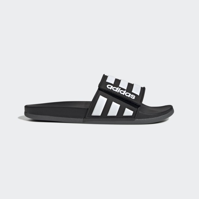 Black Adidas Adilette Comfort Adjustable Slides