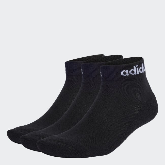 Linear Ankle Socks Cushioned Socks 3 Pairs Black Adidas