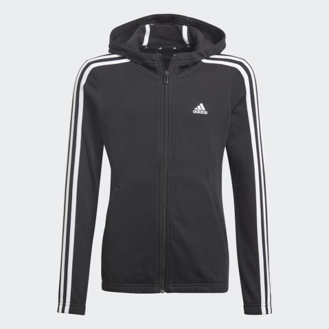 Adidas Black Essentials 3-Stripes Hoodie