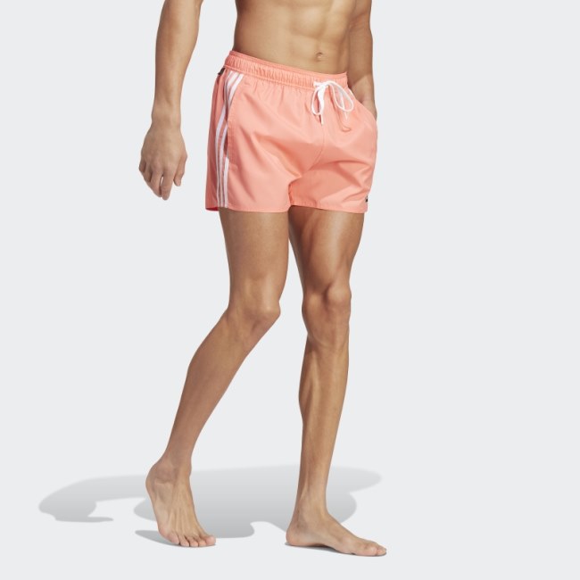 Coral Adidas 3-Stripes CLX Swim Shorts