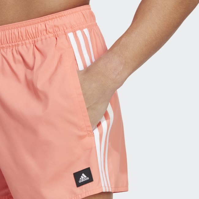 Coral Adidas 3-Stripes CLX Swim Shorts