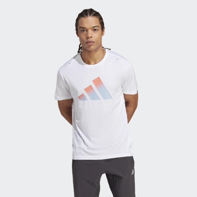 White Adidas Run Icons 3 Bar Logo T-Shirt