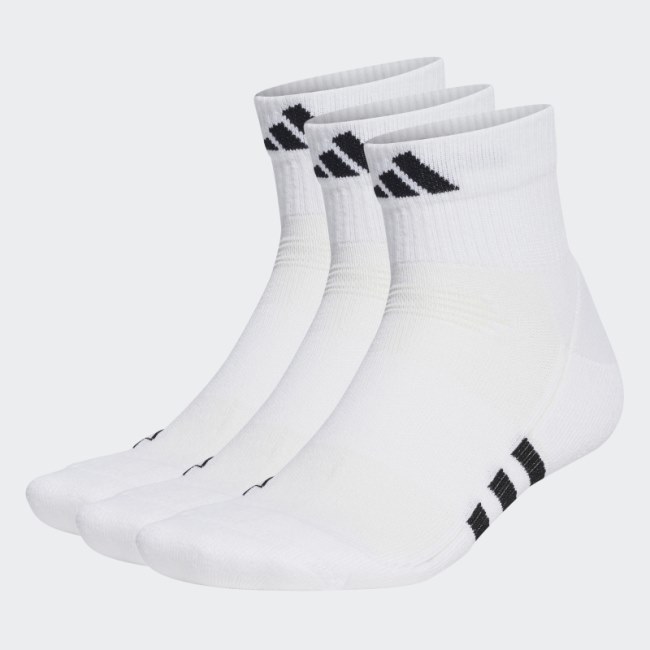 White Performance Cushioned Mid-Cut Socks 3 Pairs Adidas