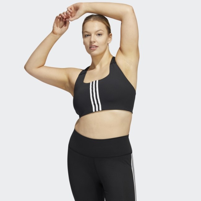 Black Fashion Adidas Powerimpact Training Medium-Support Bra (Plus Size)