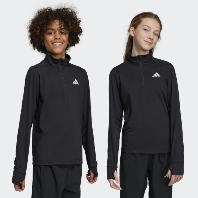 Black AEROREADY Half-Zip Long Sleeve Tee Adidas