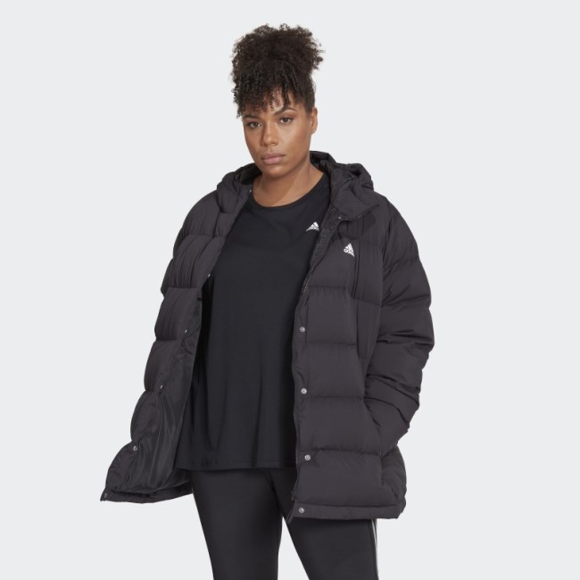 Black Adidas Helionic Hooded Down Jacket (Plus Size)