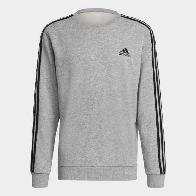Medium Grey Essentials French Terry 3-Stripes Sweatshirt Adidas