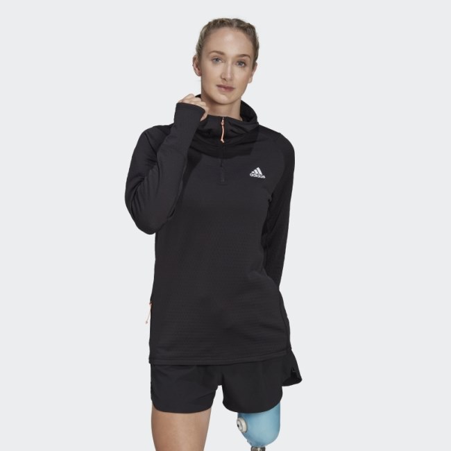 Adidas Black X-City Fleece Running Long Sleeve Hoodie