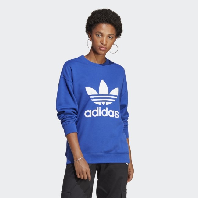 Stylish Adidas Blue Trefoil Crew Sweatshirt