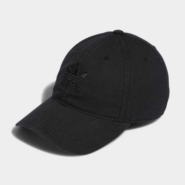 Black Adidas Relaxed Strap-Back Hat