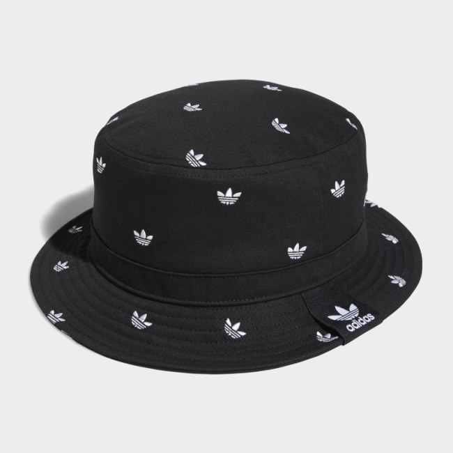 Black Adidas Allover Print Trefoil Bucket Hat