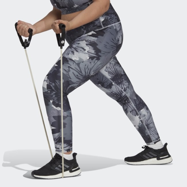 Training Essentials Printed High-Waisted Leggings (Plus Size) Adidas Grey