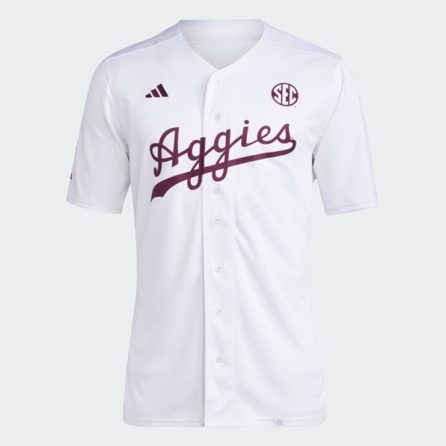 White Aggies Retail Baseball Jersey Adidas