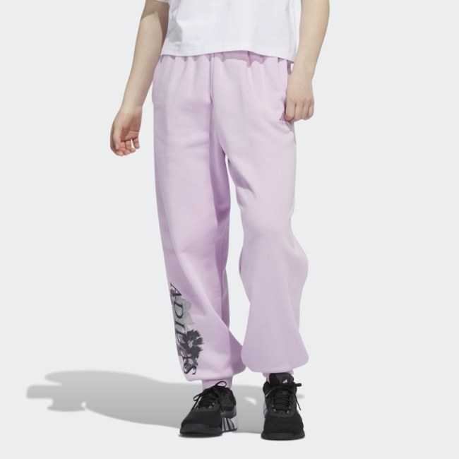 Floral Graphic Cuffed Jogger Pants Lilac Adidas