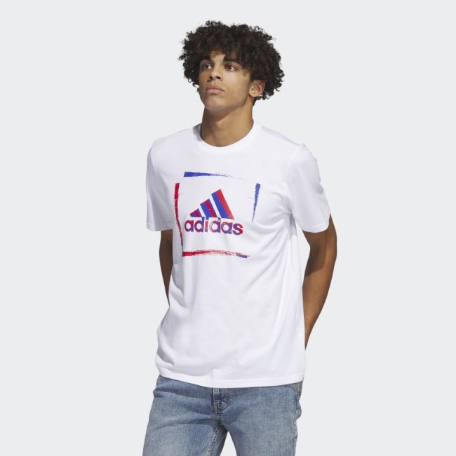 Two-Tone Stencil Short Sleeve Graphic Tee White Adidas