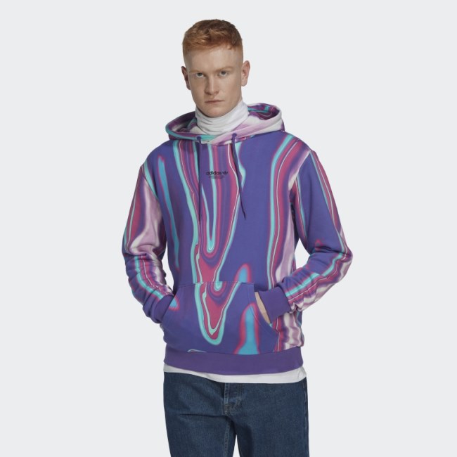 Adidas Hyperreal Allover Print Hoodie Purple Rush