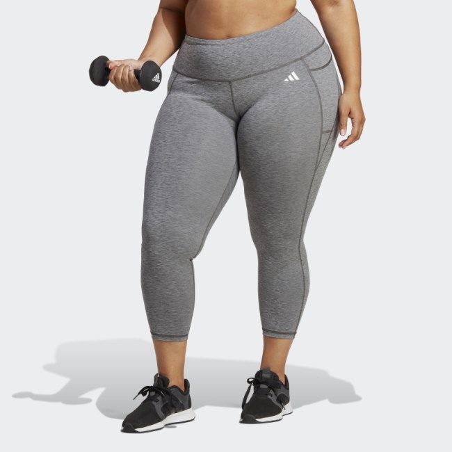 Dark Grey Heather Optime Stash Pocket Training 7/8 Leggings (Plus Size) Adidas