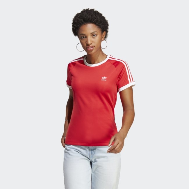 Adicolor Classics Slim 3-Stripes T-Shirt Scarlet Adidas