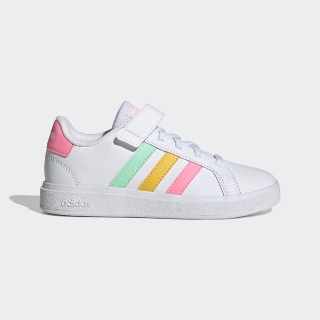 Beam Pink Adidas Grand Court Elastic Lace and Top Strap Shoes