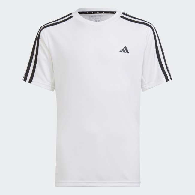 Adidas White Train Essentials AEROREADY 3-Stripes Regular-Fit T-Shirt