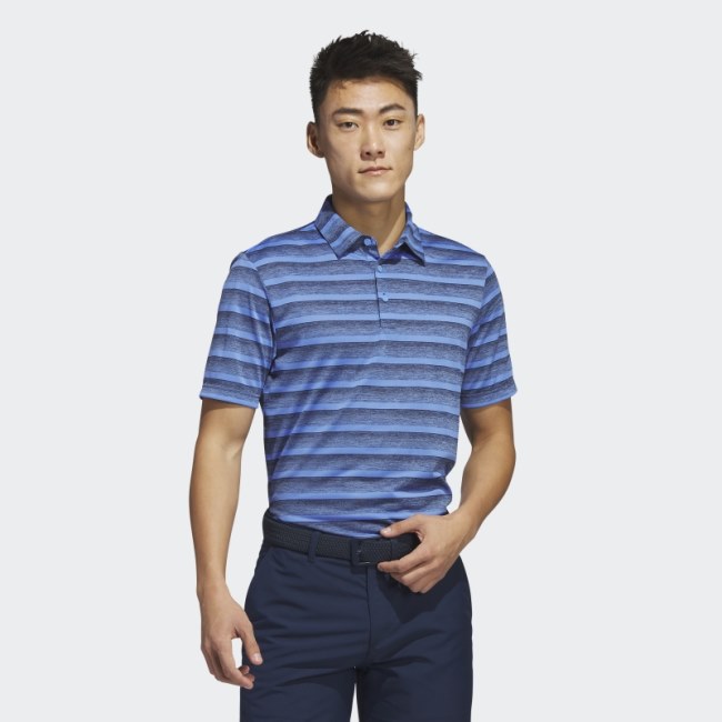 Navy Two-Color Striped Polo Shirt Adidas
