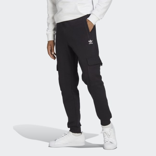 Adidas Black Trefoil Essentials Cargo Pants