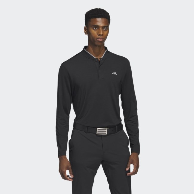 Black Adidas Long Sleeve Polo Shirt
