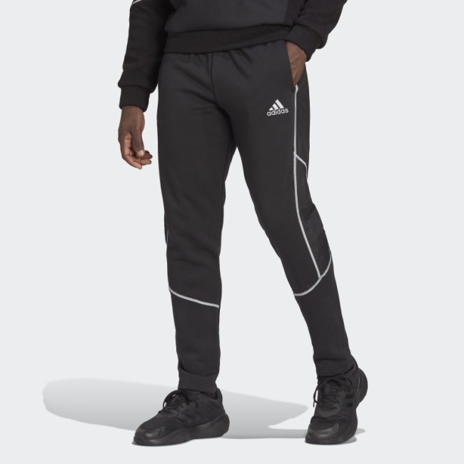 Black Essentials Reflect-in-the-Dark Fleece Joggers Adidas
