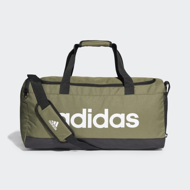 Adidas Olive Essentials Logo Duffel Bag Medium