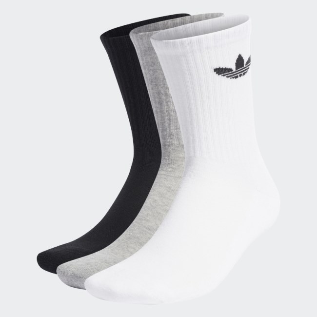Cushioned Trefoil Mid-Cut Crew Socks 3 Pairs Adidas White