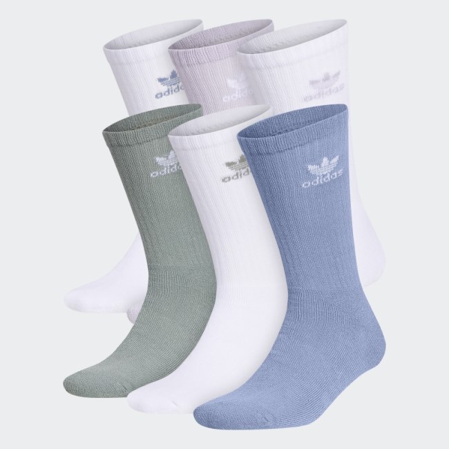 Adidas Blue Dawn Trefoil Crew Socks 6 Pairs