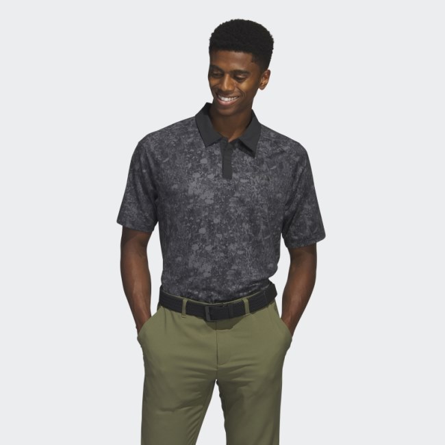 Black Mesh Ultimate365 Tour Print Golf Polo Shirt Adidas