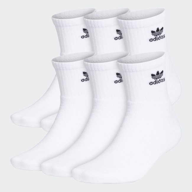 White Trefoil Quarter Socks 6 Pairs Adidas