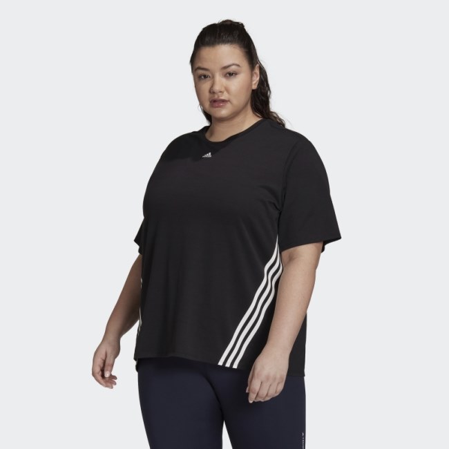 Train Icons 3-Stripes T-Shirt (Plus Size) Black Adidas