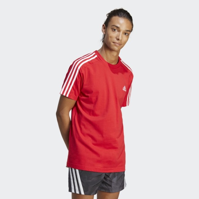 Adidas Scarlet Essentials Single Jersey 3-Stripes Tee