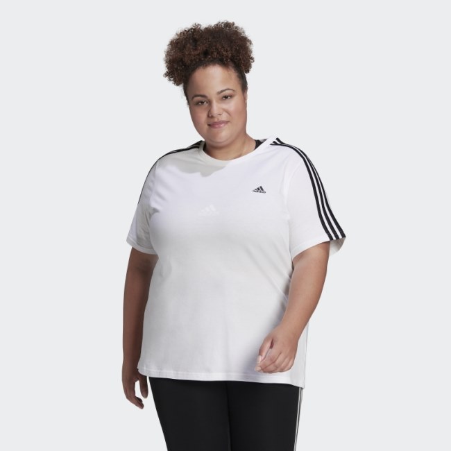 Adidas Essentials Slim 3-Stripes Tee (Plus Size) White
